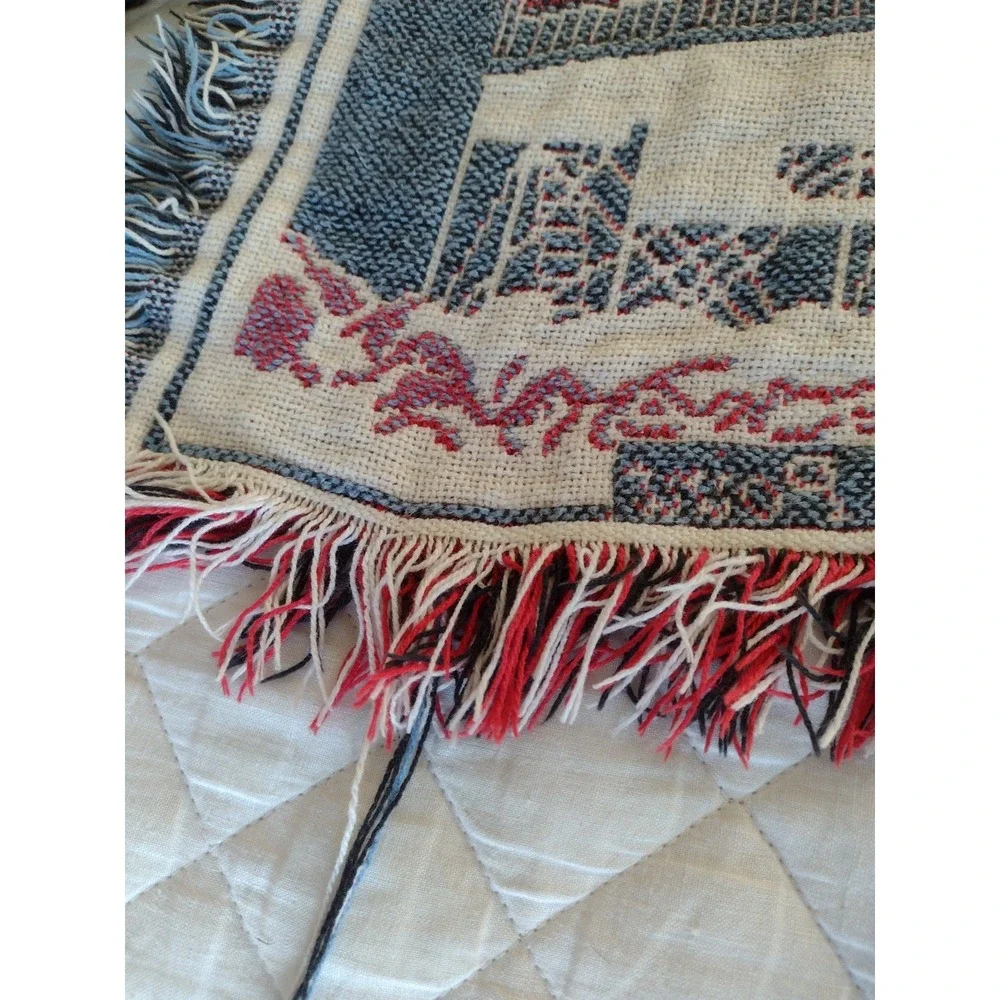 Goodwin Weavers Hutz Tapestry Lighthouse Throw Blanket Cotton 44x60 Made USA